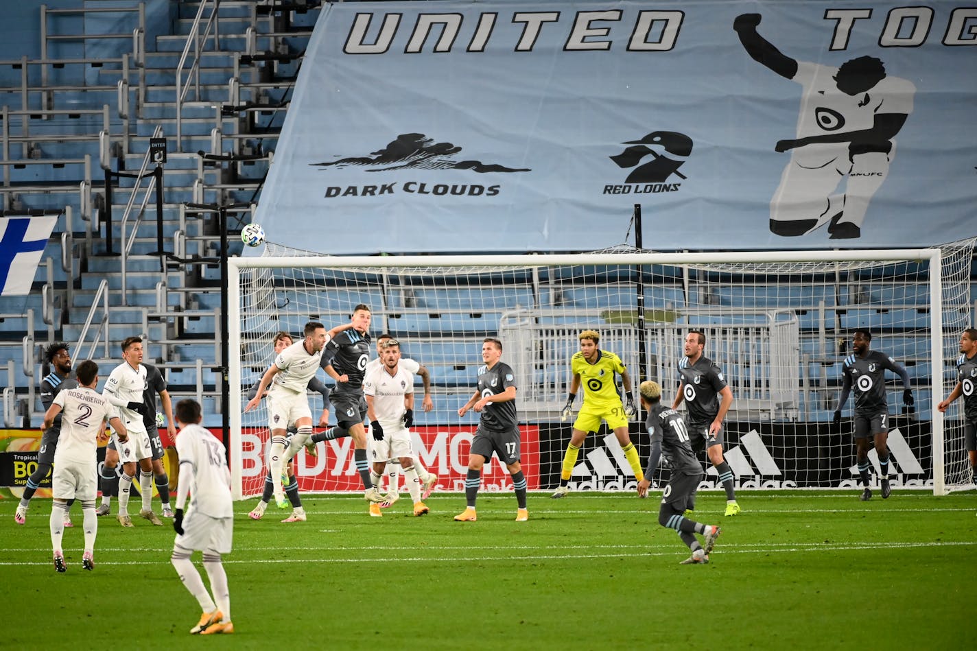 Minnesota United and Colorado Rapids players vied for control of the ball during a game in October.