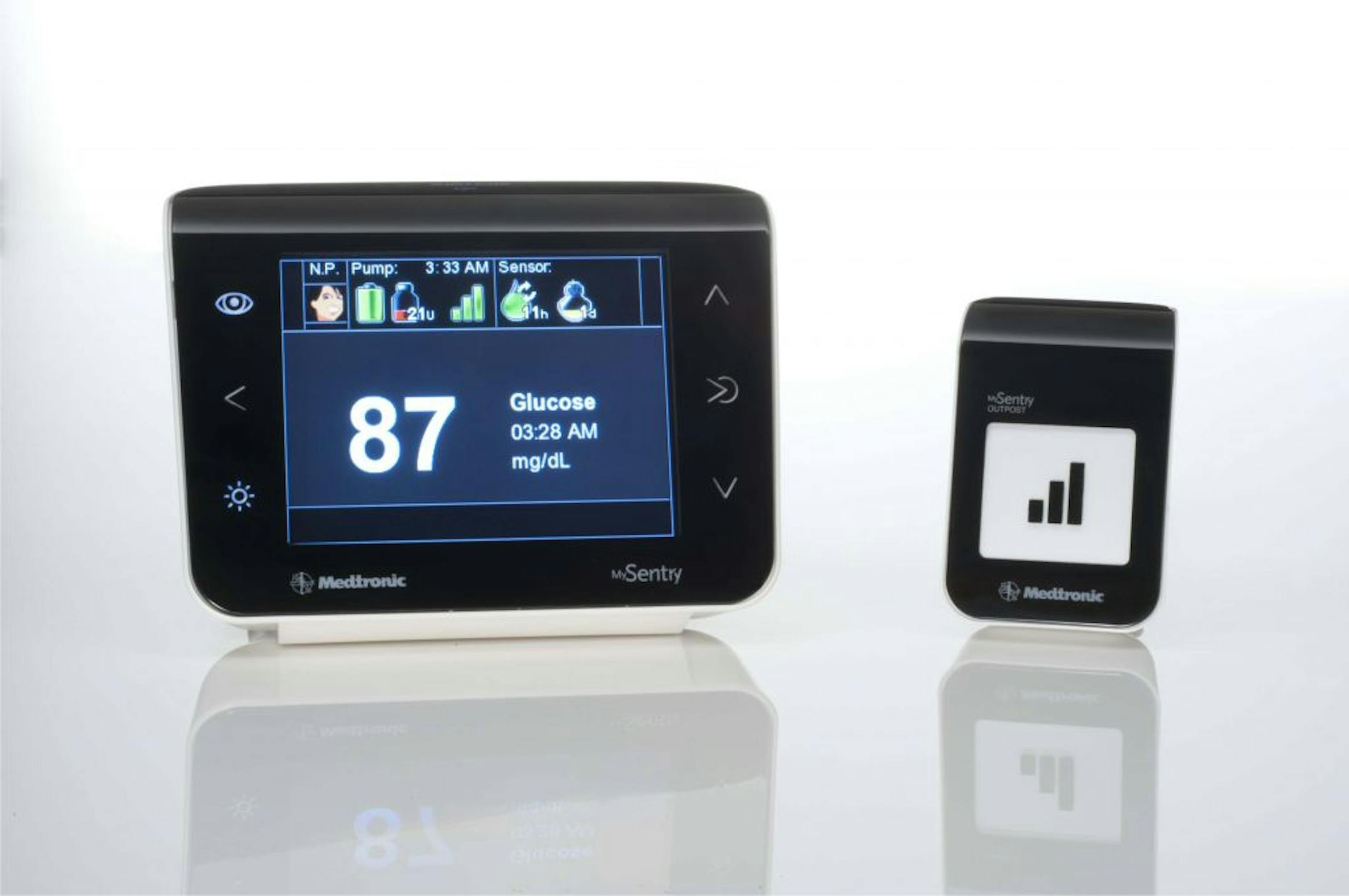 Medtronic Inc.'s mySentry monitor works in tandem with insulin pumps and a continuous glucose monitor.