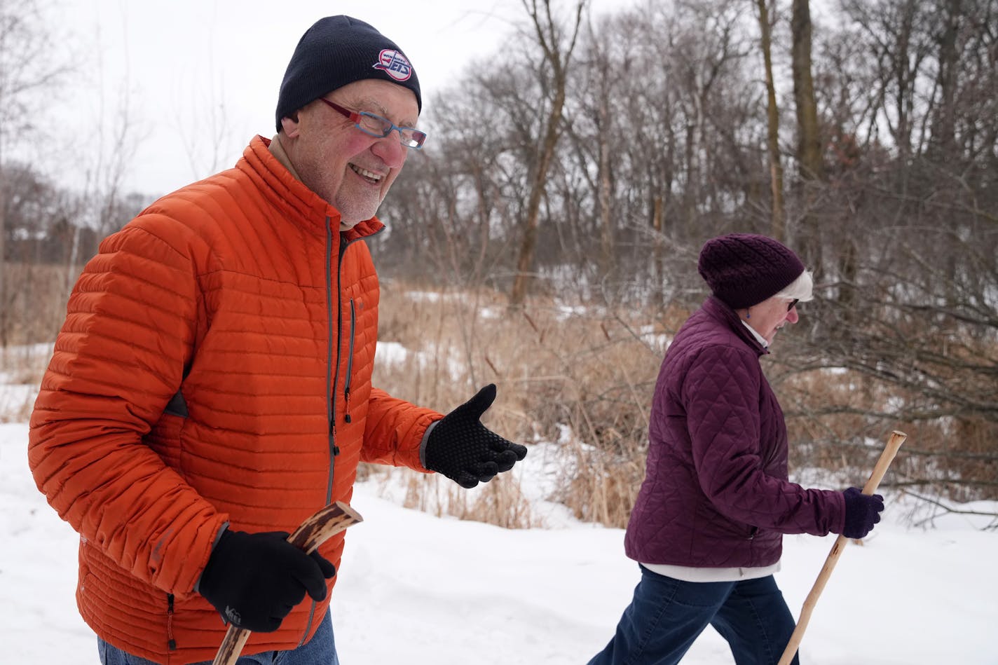 Dr. Richard Palahniuk was Minnesota's first identified COVID-19 case two years ago. He eventually recovered, here walking with his wife, Patti, in Vadnais Heights.