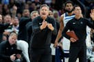 Wolves coach Chris Finch, who chooses not to reflect on historical results, calls a timeout Friday night as his team dominated the Phoenix Suns at Foo