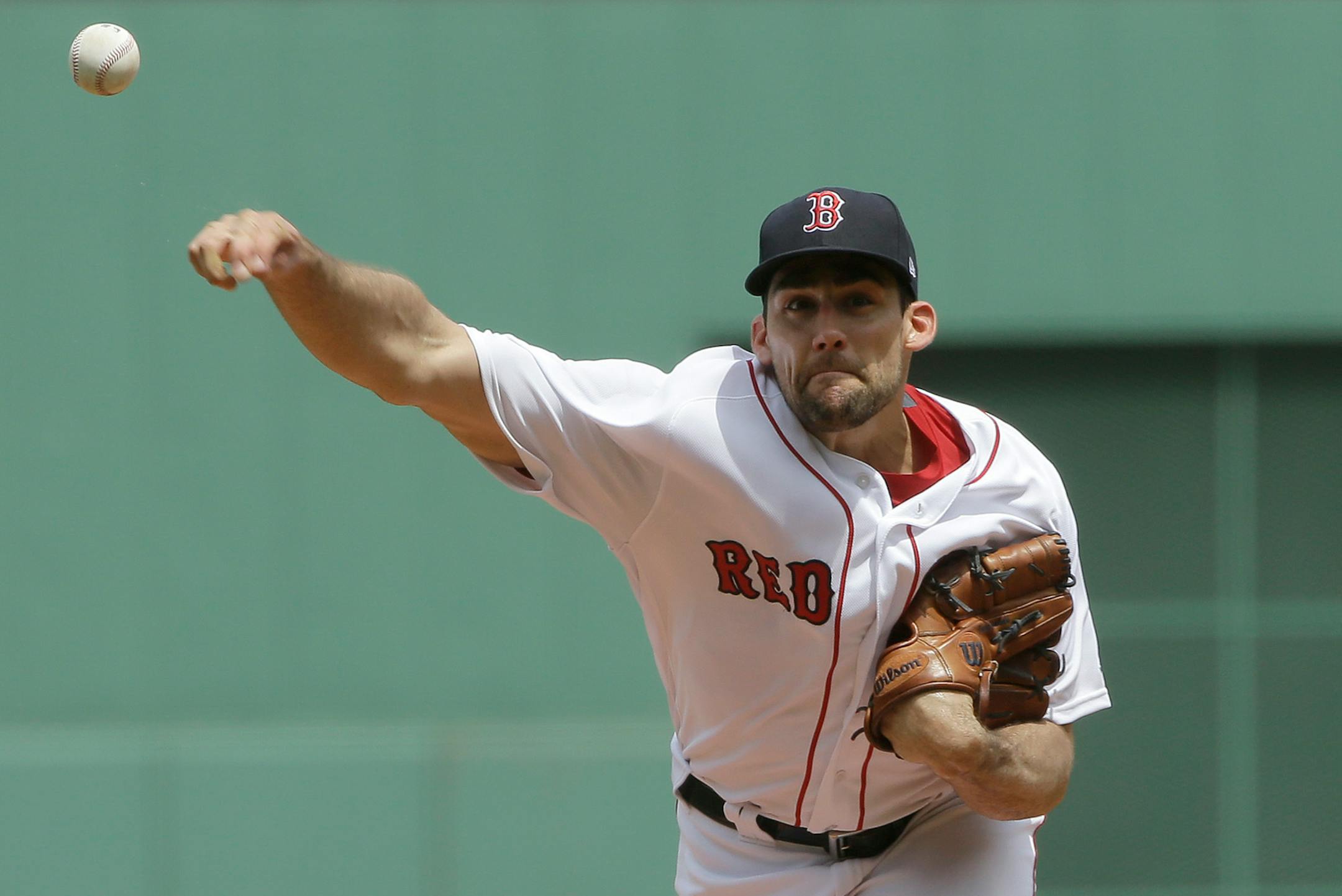 Boston Red Sox's Nathan Eovaldi delivers a pitch in the first inning of a baseball game against the Minnesota Twins, Sunday, July 29, 2018, in Boston. (AP Photo/Steven Senne)