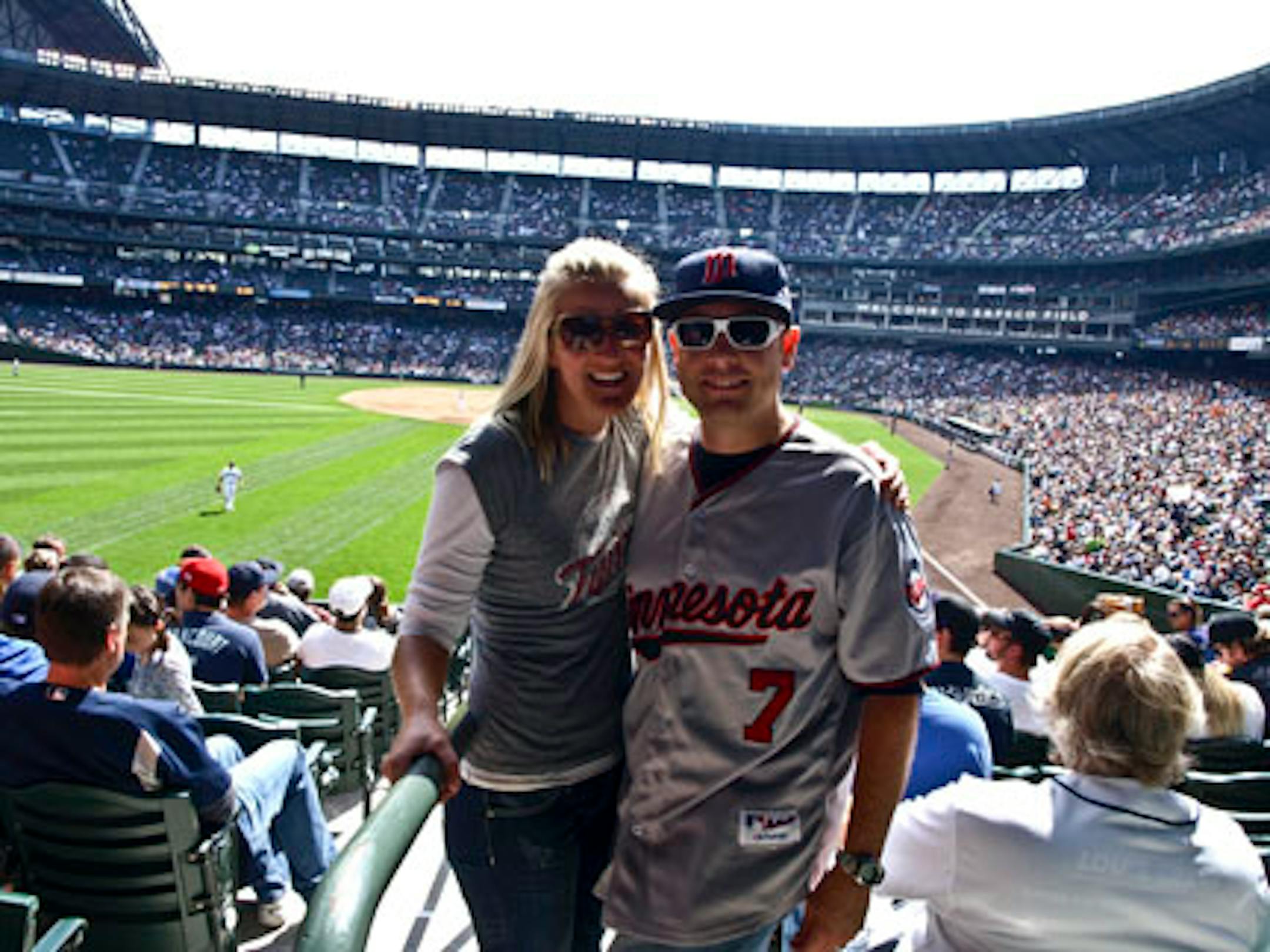 Christie and Karl cheering on The Minnesota Twins to victory!