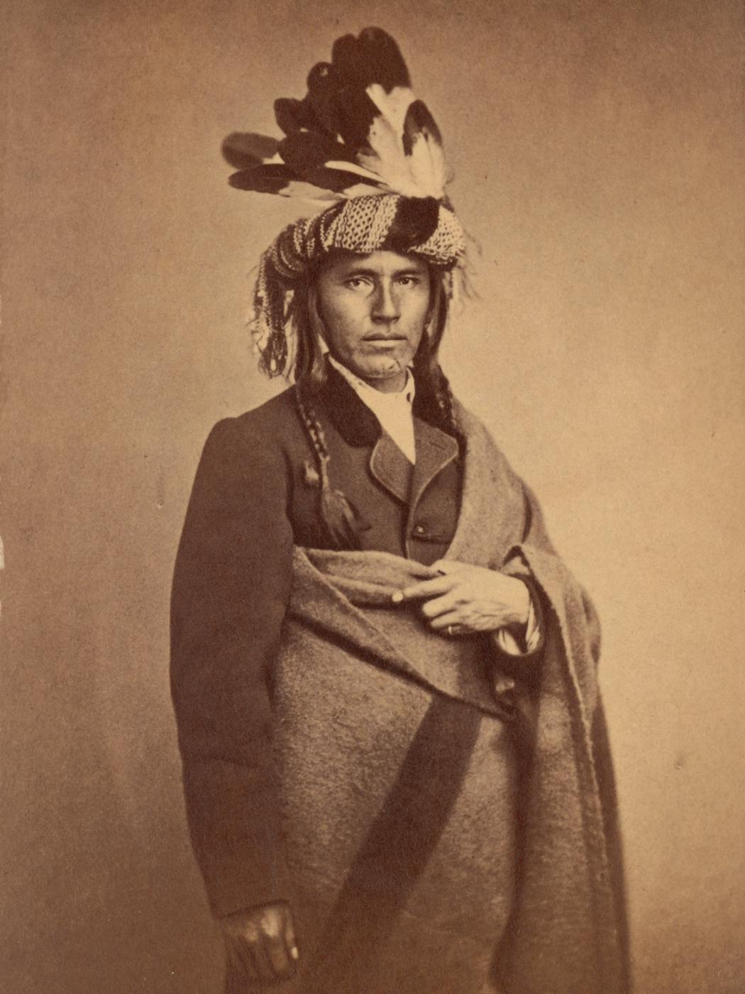 Ojibwe Chief Hole-in-the-Day the Younger, likely photographed in the 1860s.