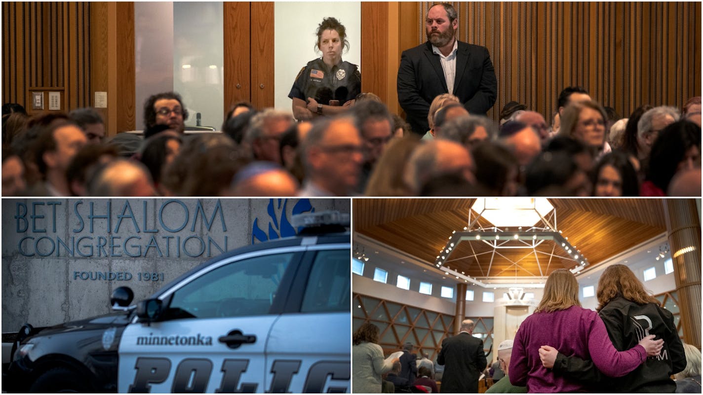 Security was visible at the Holocaust Commemoration at Bet Shalom Congregation in Minnetonka on Friday.