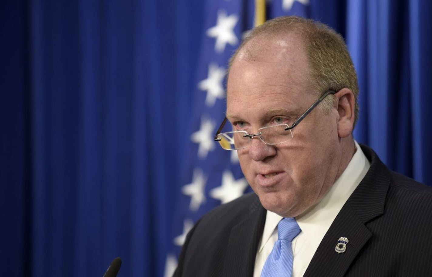 Immigration and Customs Enforcement Acting Director Tom Homan speaks at the announcement of the new Victims of Immigration Crime Engagement (VOICE) office at a news conference at Immigration and Customs Enforcement in Washington, Wednesday, April 26, 2017.