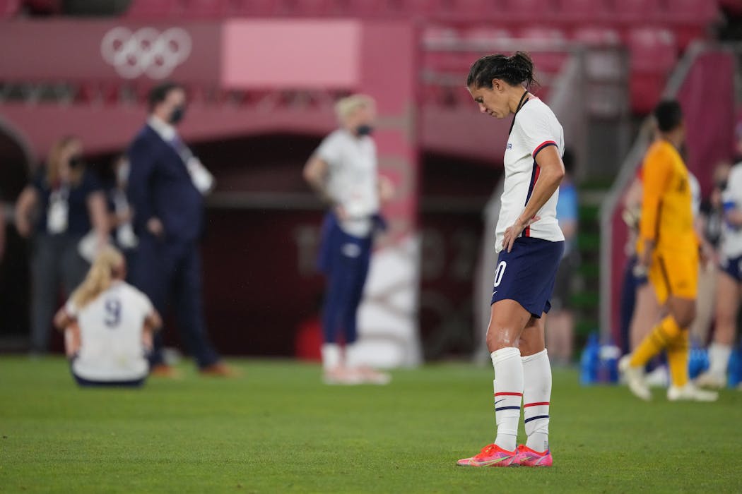 Carli Lloyd of the United States following the women’s soccer semifinal loss to Canada.
