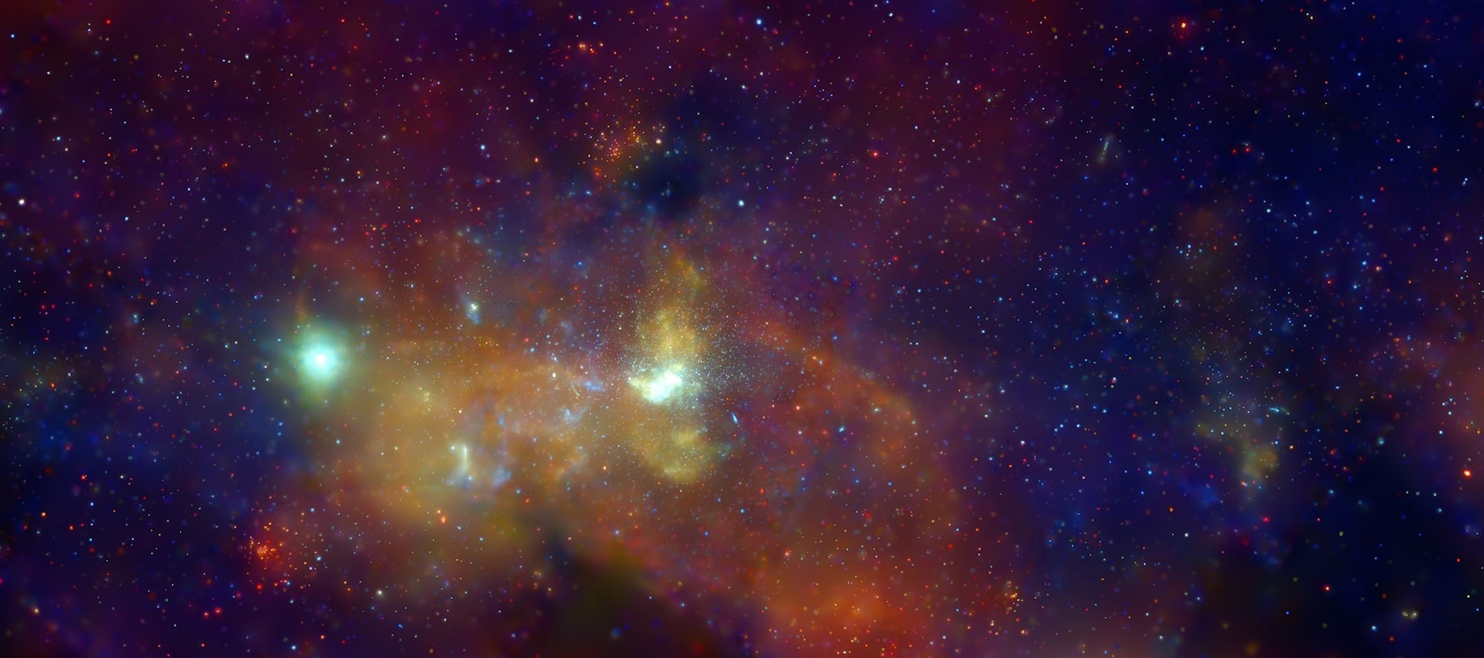 This undated image provided by NASA/CXC/UMass/D. Wang ,from the Chandra X-ray Observatory, shows the center of the Milky Way galaxy. The mosaic of 88 Chandra pointings represents a freeze-frame of the spectacle of stellar evolution, from bright young stars to black holes, in a crowded, hostile environment dominated by a central, supermassive black hole. (AP Photo/NASA/CXC/UMass/D. Wang) ORG XMIT: MIN2013101119010789