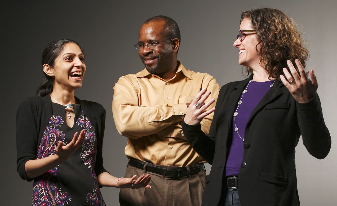 Shivani Khanna Stumpf of SPS Commerce, Dexter Wingfield of Pediatric Home Service, and Emily McAuliffe of Clockwork Active Media represent the employees of this year&#x2019;s Top Workplaces in Minnesota.