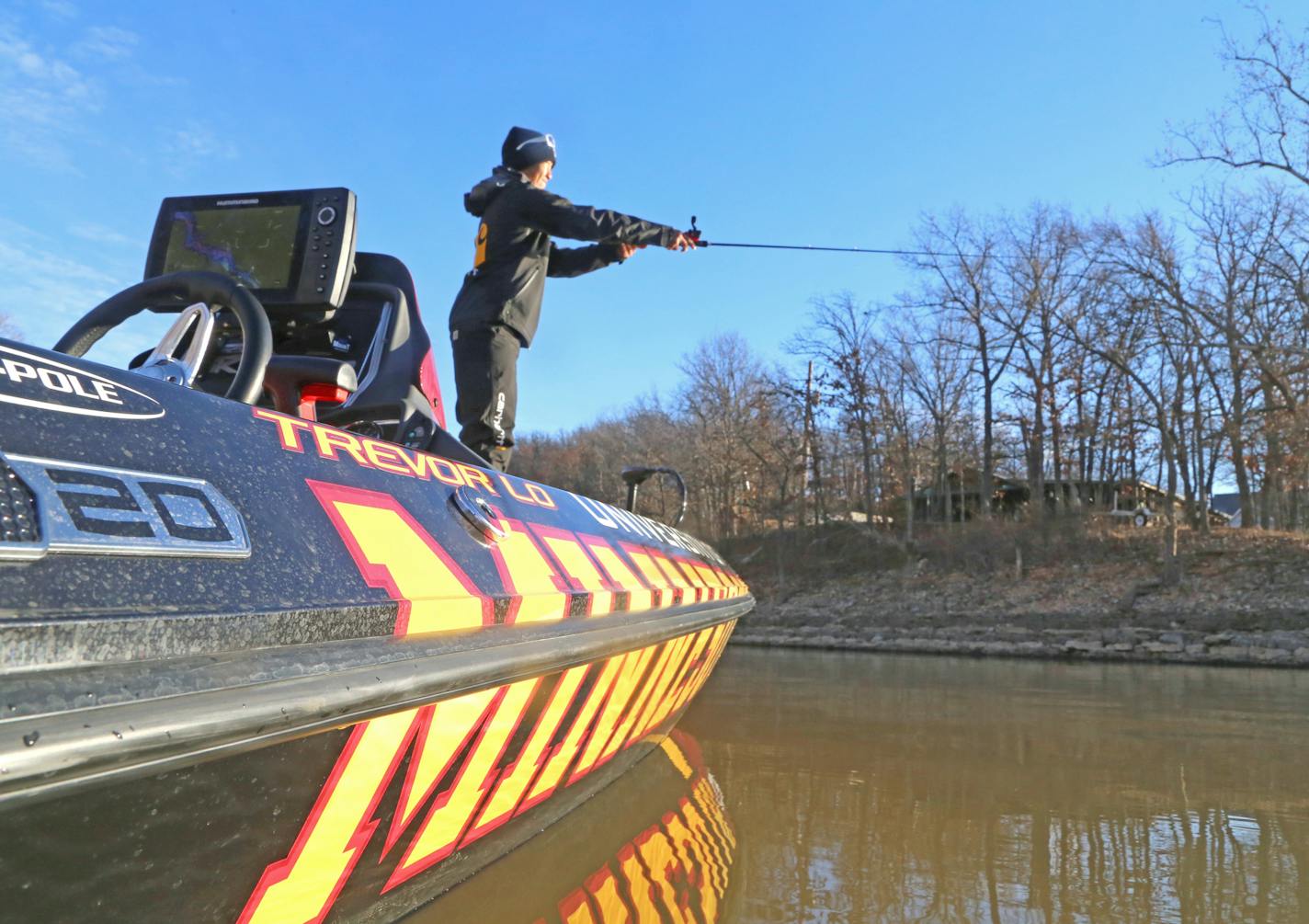 Trevor Lo of St. Paul practiced on Wednesday for this weekend's Bassmaster Classic on Grand Lake, Okla. Lo is the reining collegiate individual national bass fishing champion, the first ever from Minnesota.