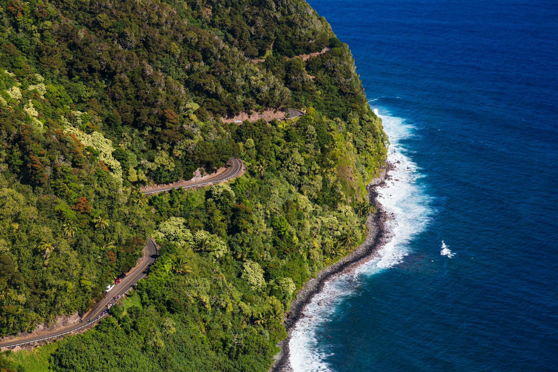 The Road to Hana in east Maui winds through cliffside forests along the coast. Tor Johnson/ Hawaii Tourism Authority