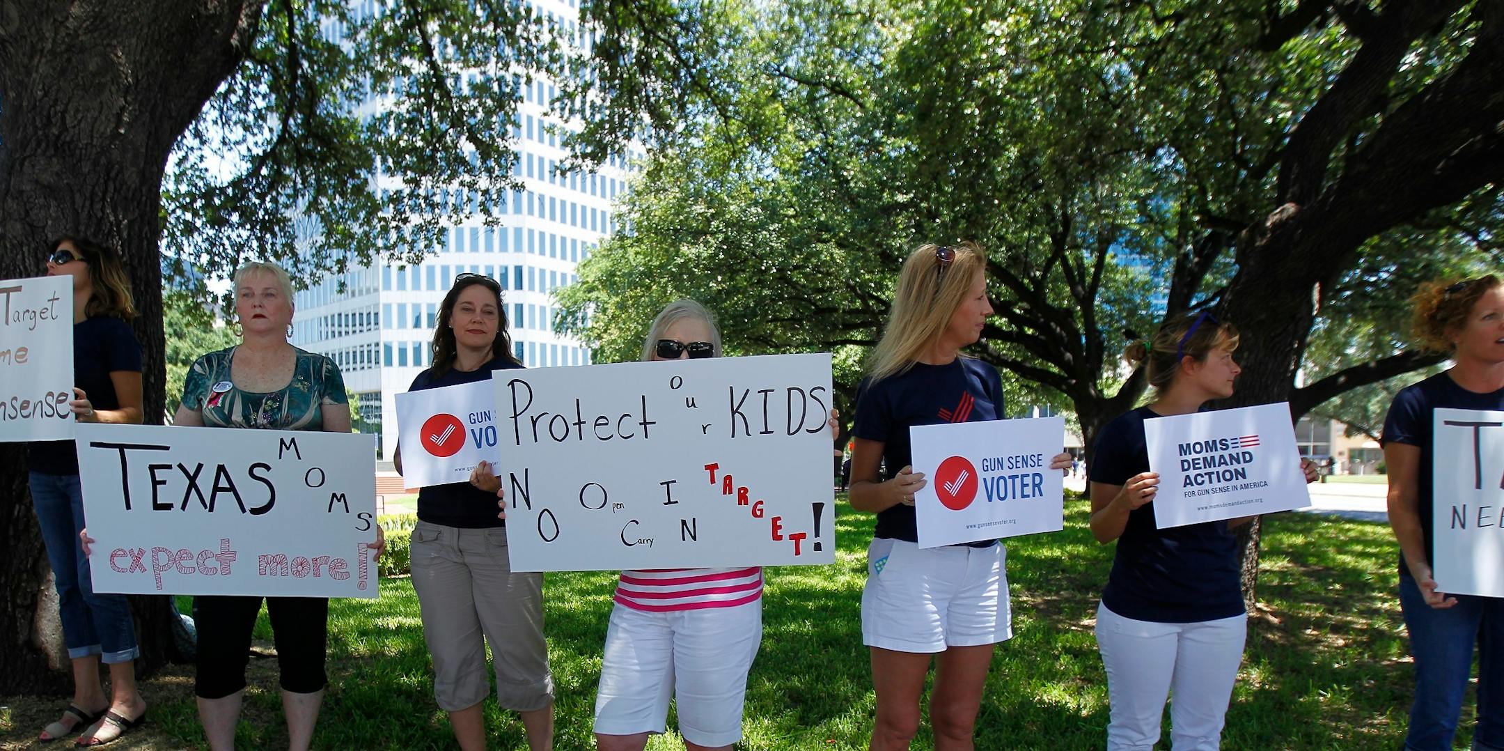 A small protest against guns in Target stores was held in Ferris Plaza in Dallas outside of the company's annual meeting on June 11.
