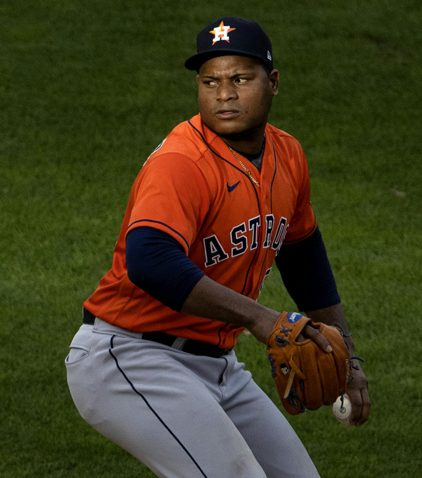 Houston Astros pitcher Framber Valdez in the ninth inning. ] CARLOS GONZALEZ • cgonzalez@startribune.com – Minneapolis, MN – September 29, 2020, Target Field, MLB Playoffs, Minnesota Twins vs. Houston Astros