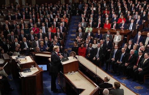 President Donald Trump delivers his State of the Union address to a joint session of Congress on Capitol Hill in Washington,Tuesday, Feb. 5, 2019.