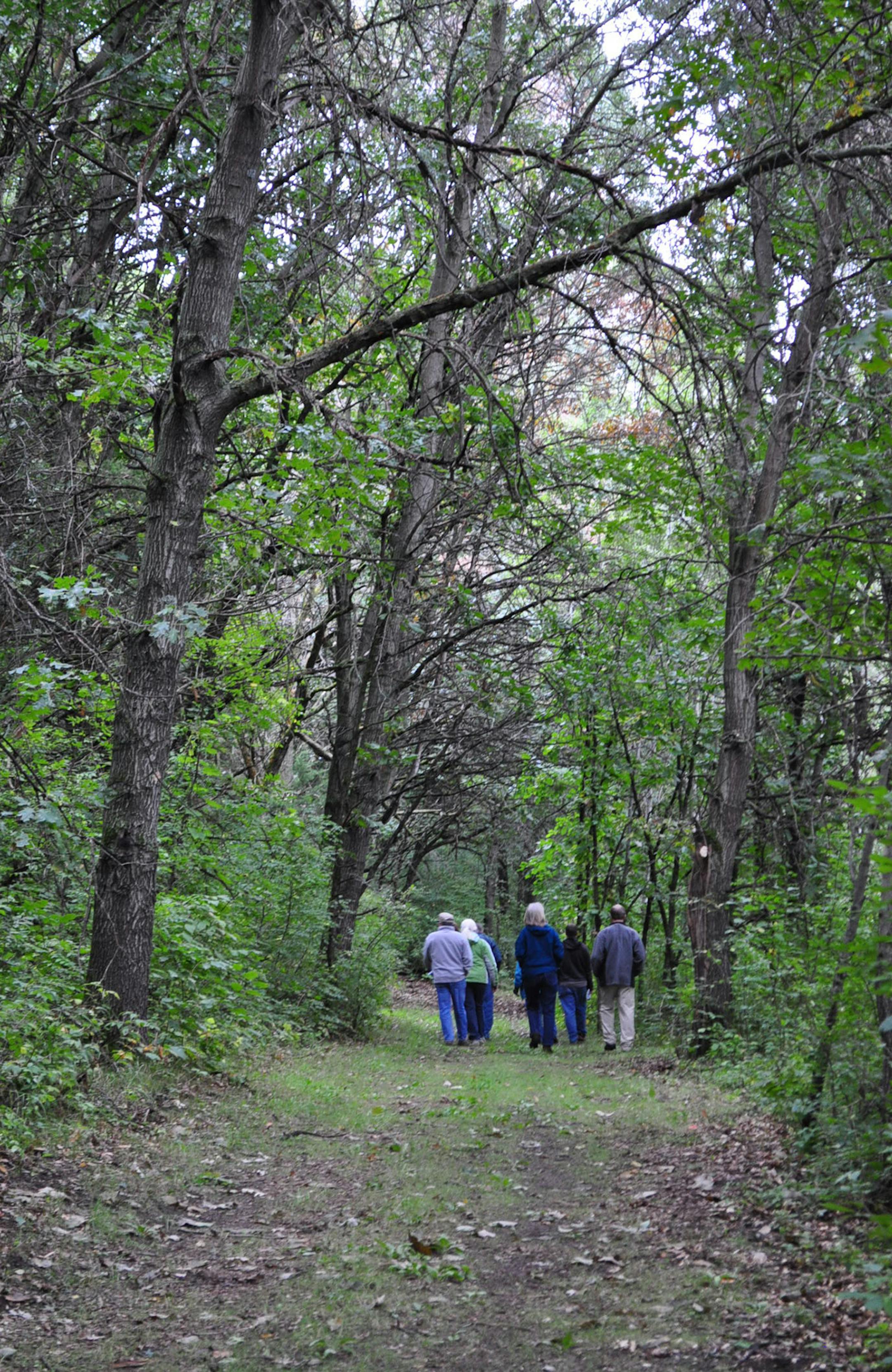 Martin&#xed;s Meadows, Andover. The members of the Open Spaces Commission hiking up the trail that already existed on the property. Once at the top there is a beautiful of the Rum River. We don&#xed;t have very many high points with views in Andover so its unique. Suzanne Van Hecke