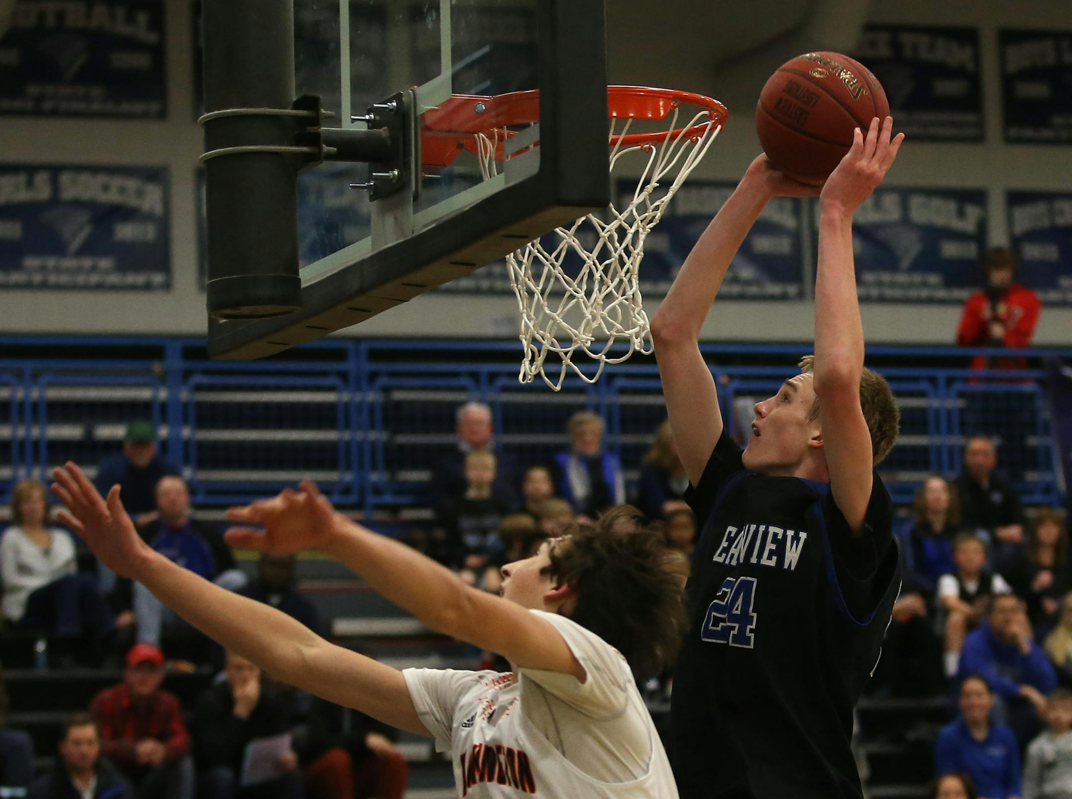 Eastview's Drew Guebert went up to the basket against Farmington. ] (KYNDELL HARKNESS/STAR TRIBUNE) kyndell.harkness@startribune.com Eastview vs Farmington in Apple Valley Min., Thursday, January 15, 2014.