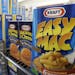 Kraft Foods' Easy Mac macaroni and cheese is seen on display at J. J. & F. Market in Palo Alto, Calif., Monday, July 28, 2008. Kraft Foods Inc. report