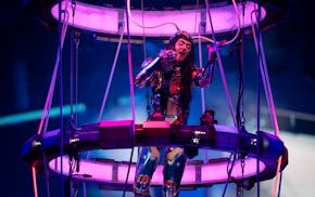 Katy Perry performs the opening song at Target Center in Minneapolis, Tuesday, May 13, 2025.