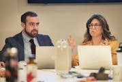 Sami Rahamim, left, and Laura Zelle of the Jewish Community Relations Council, spoke on antiemitism during a “lunch-and-learn” event at ModernWell