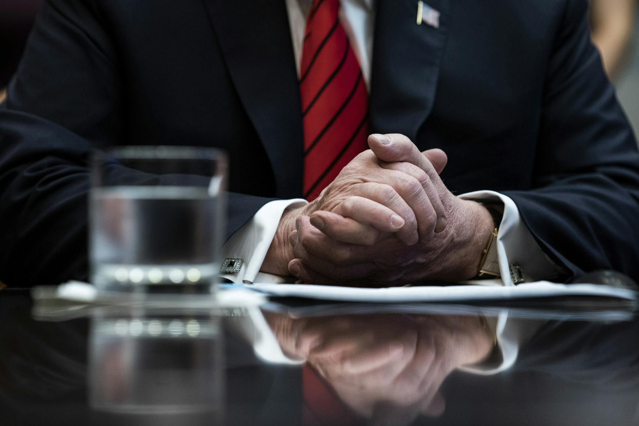 FILE -- President Donald Trump at the White House in Washington, Oct. 18, 2019. The impeachment inquiry against President Trump is in some ways the culmination of a 33-month battle between a chief executive with no prior public service and the government institutions he distrusted and disparaged. (Erin Schaff/The New York Times)