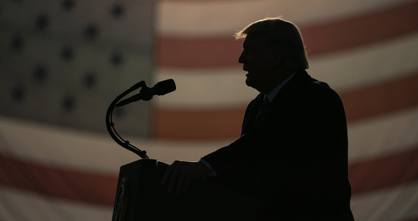 President Donald Trump arrives for a campaign rally at Bemidji Regional Airport, Friday, Sept. 18, 2020, in Bemidji, Minn. (AP Photo/Evan Vucci)