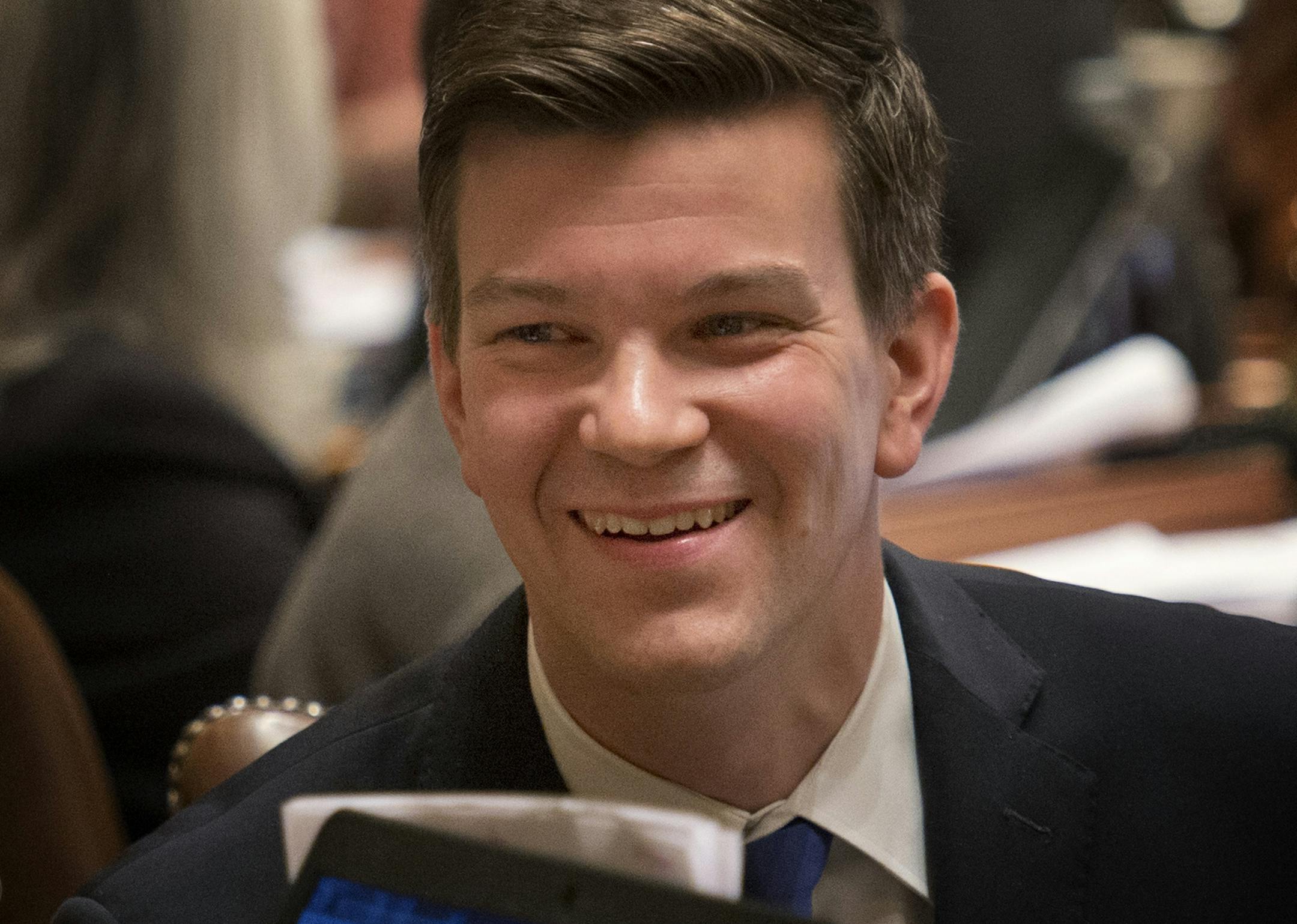 Rep Ryan Winkler was all smiles after passage of his minimum wage bill 68-62. Friday, May 3, 2013 ] GLEN STUBBE * gstubbe@startribune.com