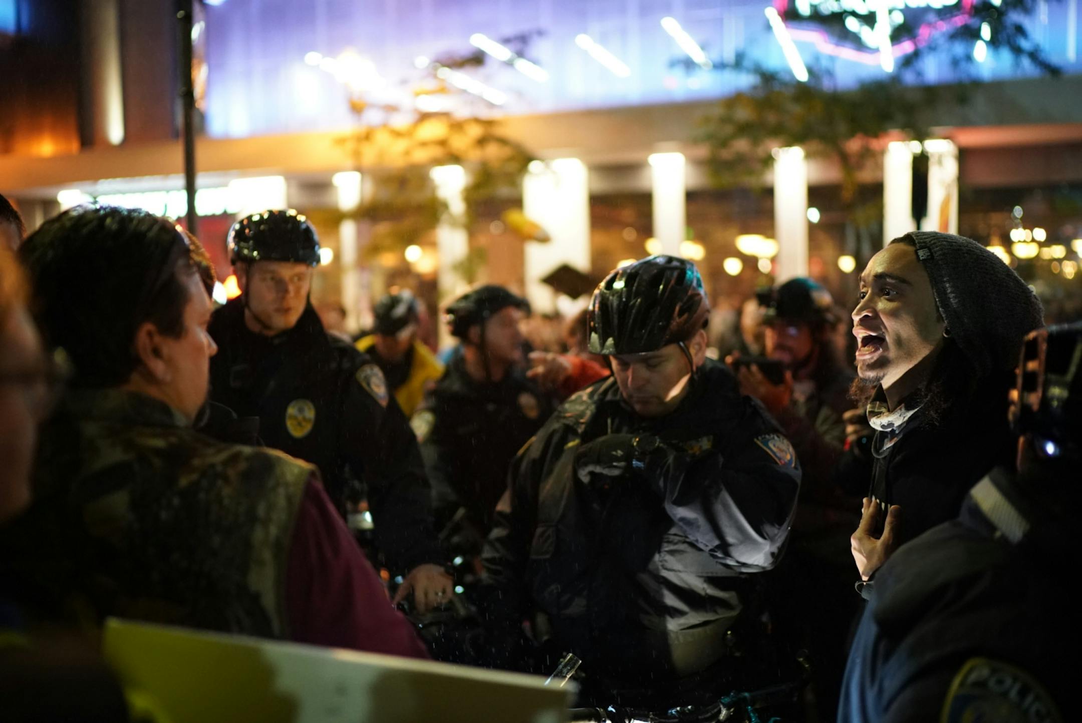 Antifa and trump supporters intersected outside Target Center. Cops intervened and separated them.