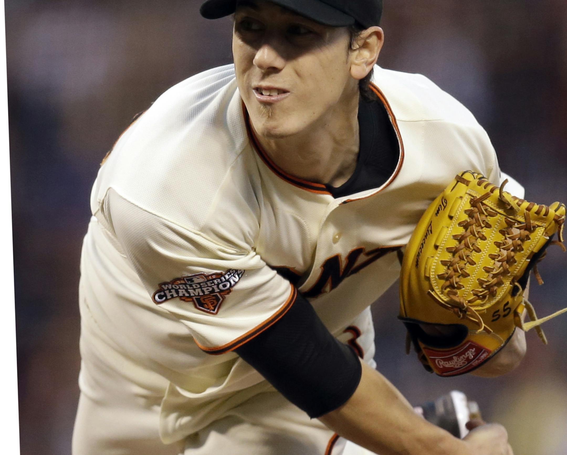 San Francisco Giants' Tim Lincecum works against the Colorado Rockies in the first inning of a baseball game Monday, Sept. 9, 2013, in San Francisco. (AP Photo/Ben Margot) ORG XMIT: MIN2013092320451539