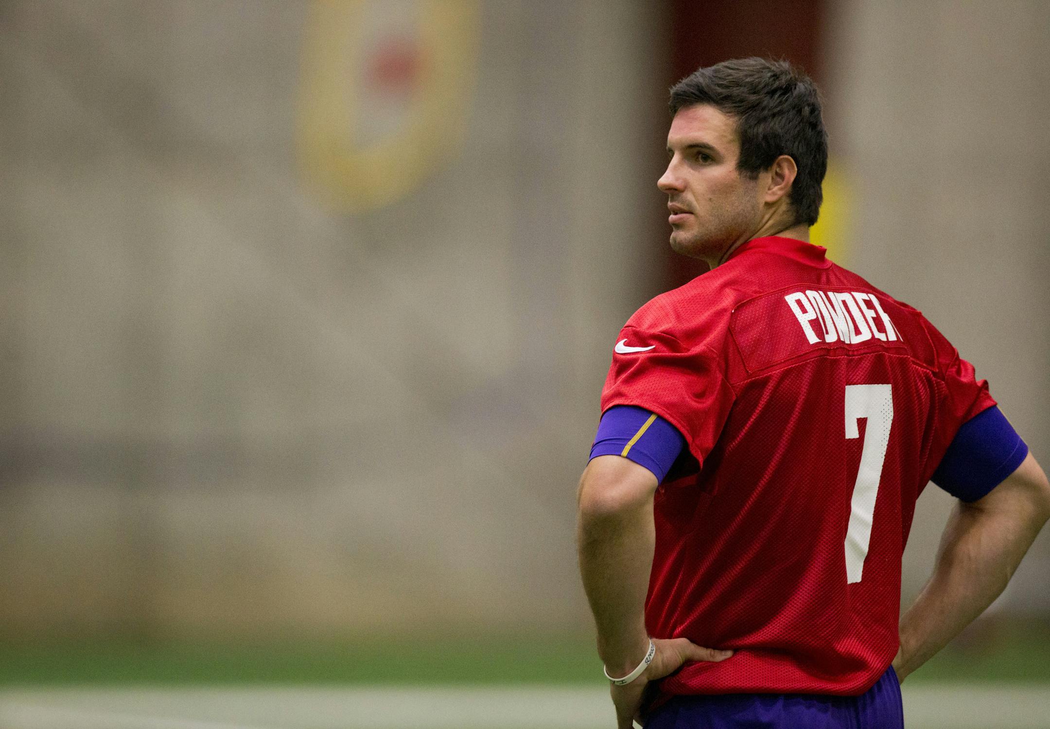 Vikings quarterback Christian Ponder at Mini Camp Wednesday afternoon at Winter Park. ] BRIAN PETERSON ‚Ä¢ brian.peterson@startribune.com Eden Prairie, MN 4/30/2014