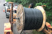 Fiber-optic cable ready to be laid on the Fond du Lac Reservation near Cloquet. The Fond du Lac Band is in the process of providing broadband Internet