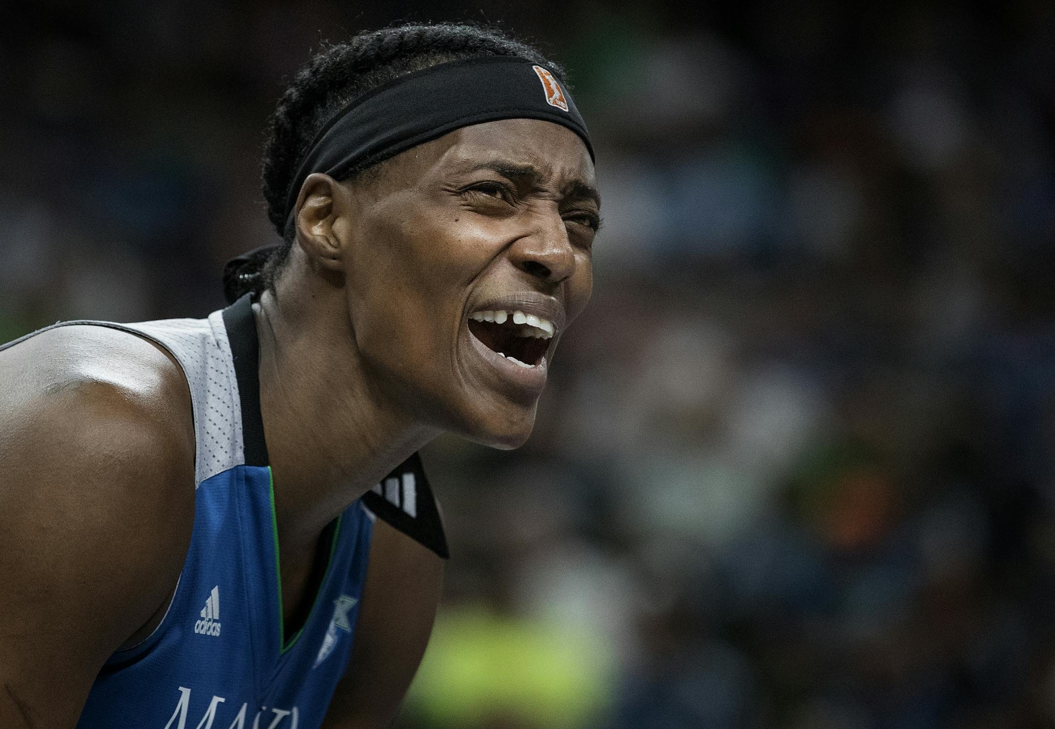 Sylvia Fowles (34) reacted after the Lynx were called for a foul in third quarter.