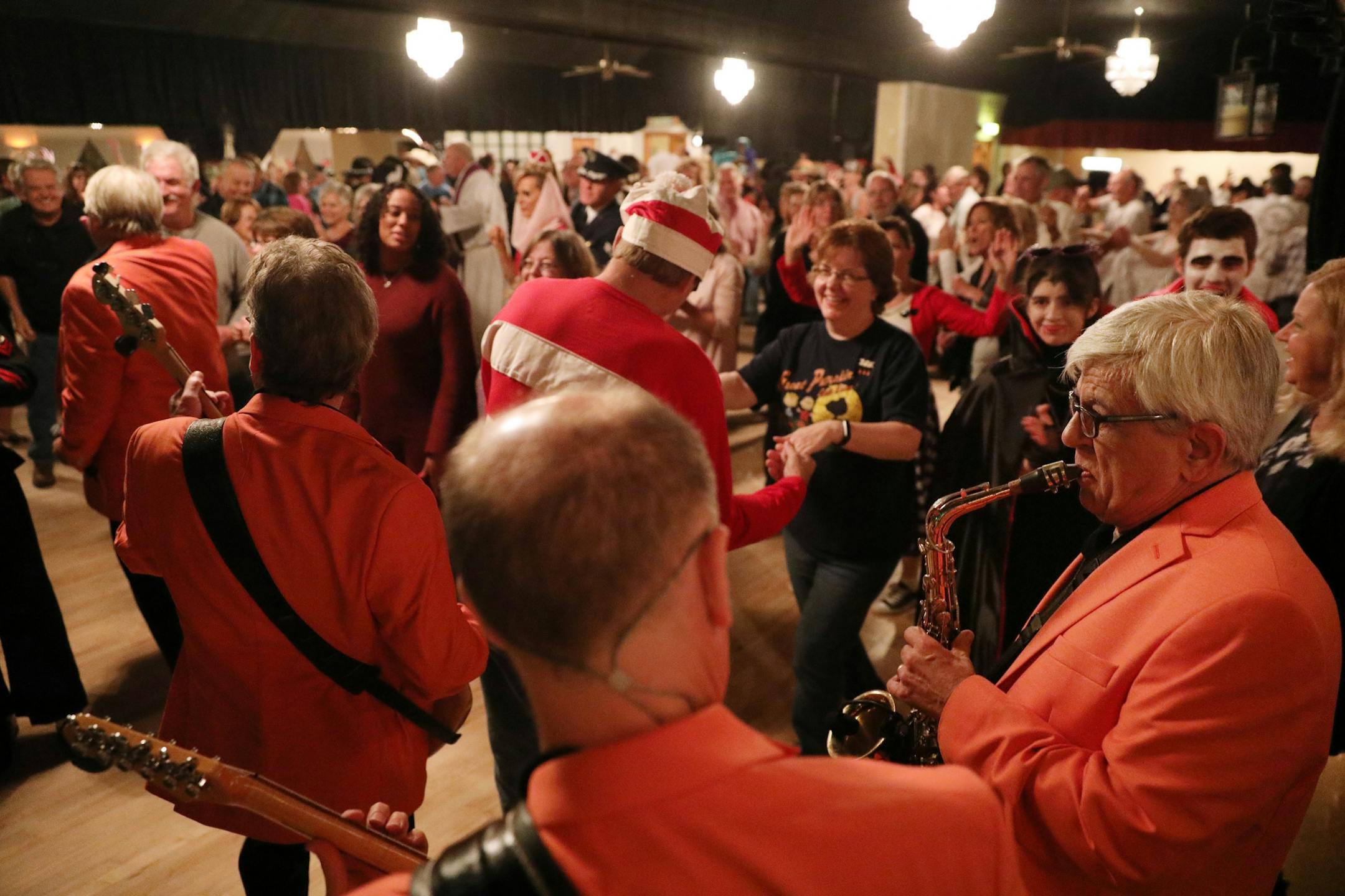 The Rockin' Hollywoods joined the crowd on the dance floor to play out a song.