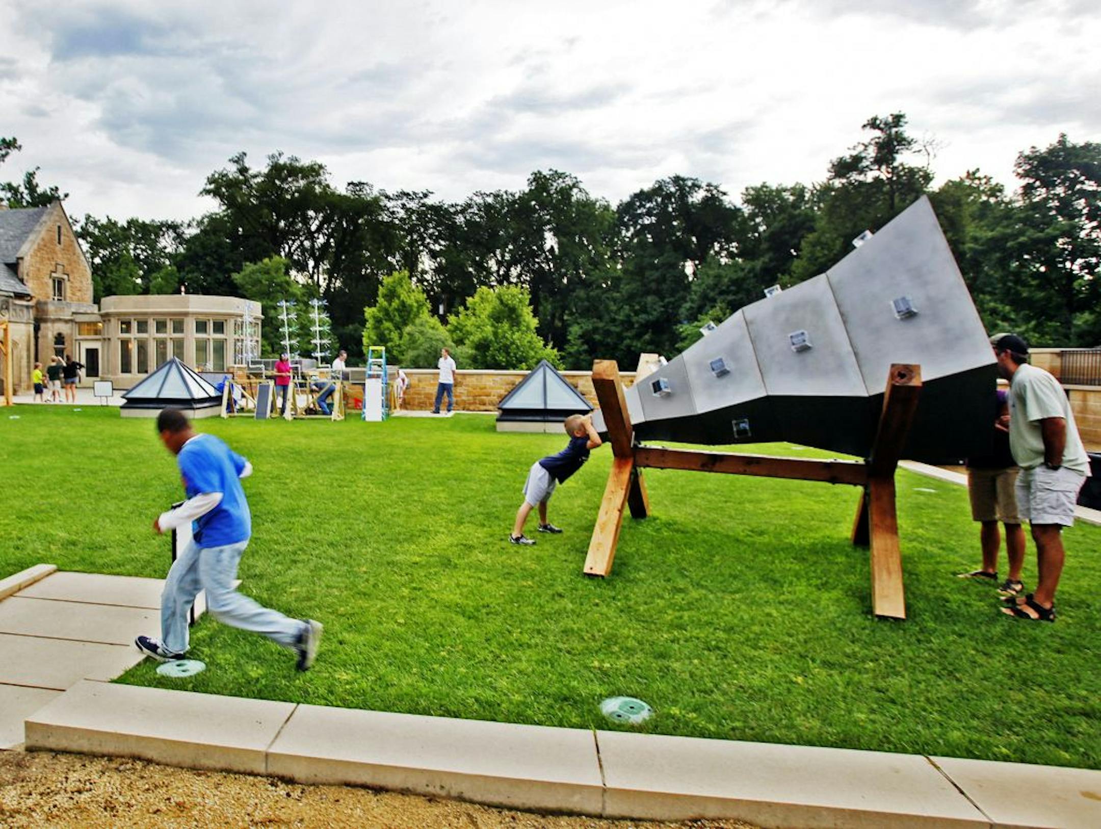Visitors sounded out "The Sonic Articulation of Sunbeams," a solar-powered acoustic sculpture by Daniel Dean, Ben Moren and Emily Stover at the Bakken Museum in Minneapolis.