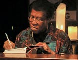 Octavia Butler signing a copy of “Fledgling” after speaking and answering questions from the audience on Oct. 25, 2005. Her book, “The “Parabl