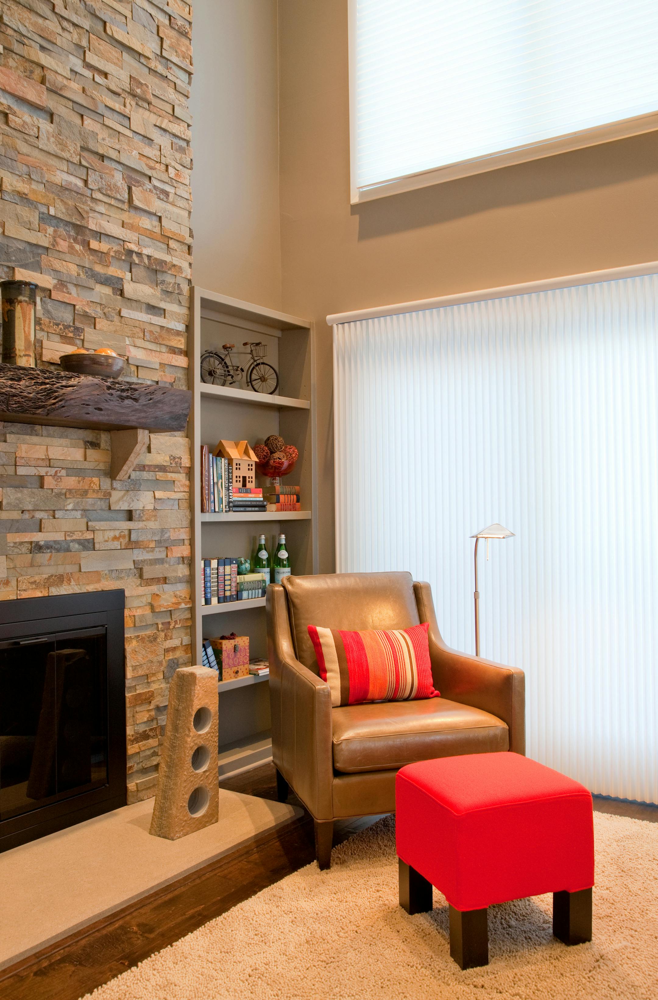 AFTER restyled fireplace wall by Crystal Kitchen Center/Design Build. provided photo