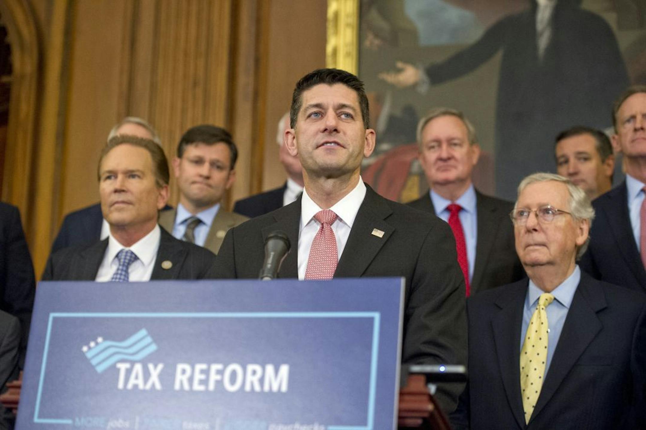 Speaker of the House Paul Ryan (R-Wisc.) makes remarks as Congressional Republicans announce the new tax reform plan in the U.S. Capitol on September 2, 2017, in Washington, D.C.