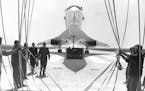 FILE - In this Aug. 21, 1968, file photo, the British-French supersonic airliner Concorde prototype OOI makes it's first formal taxiing trial. The tri