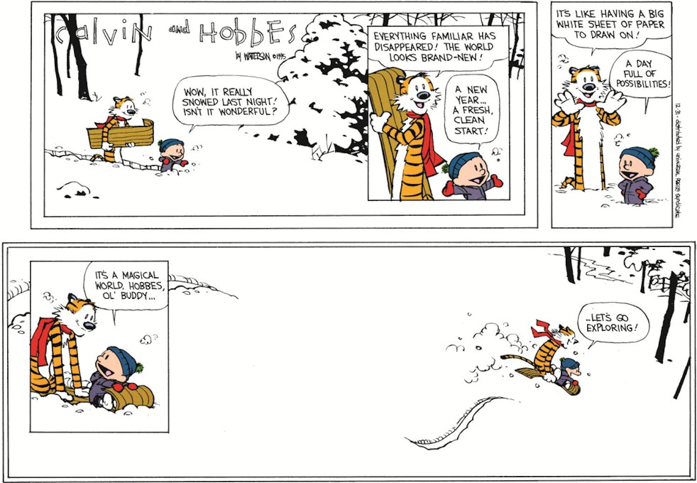 MUST CREDIT: The final Calvin and Hobbes comic by Bill Watterson. (Bill Watterson/Andrews McMeel Syndication)