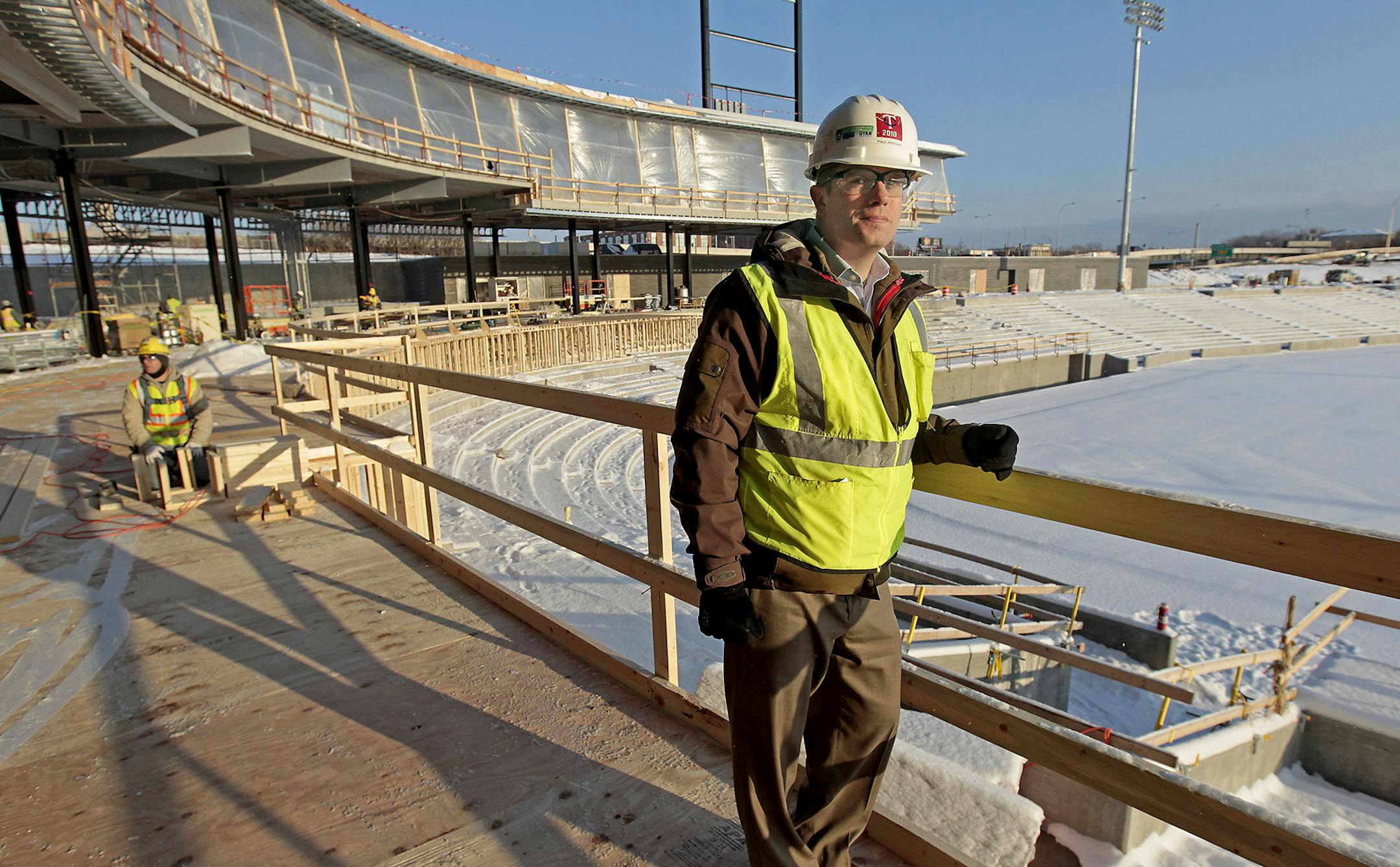 Paul Johnson of NTH (formerly Nelson Tietz & Hoye) said that the Saints ballpark is about 60 percent completed, Wednesday, November 19, 2014 in St. Paul, MN. ] (ELIZABETH FLORES/STAR TRIBUNE) ELIZABETH FLORES • eflores@startribune.com