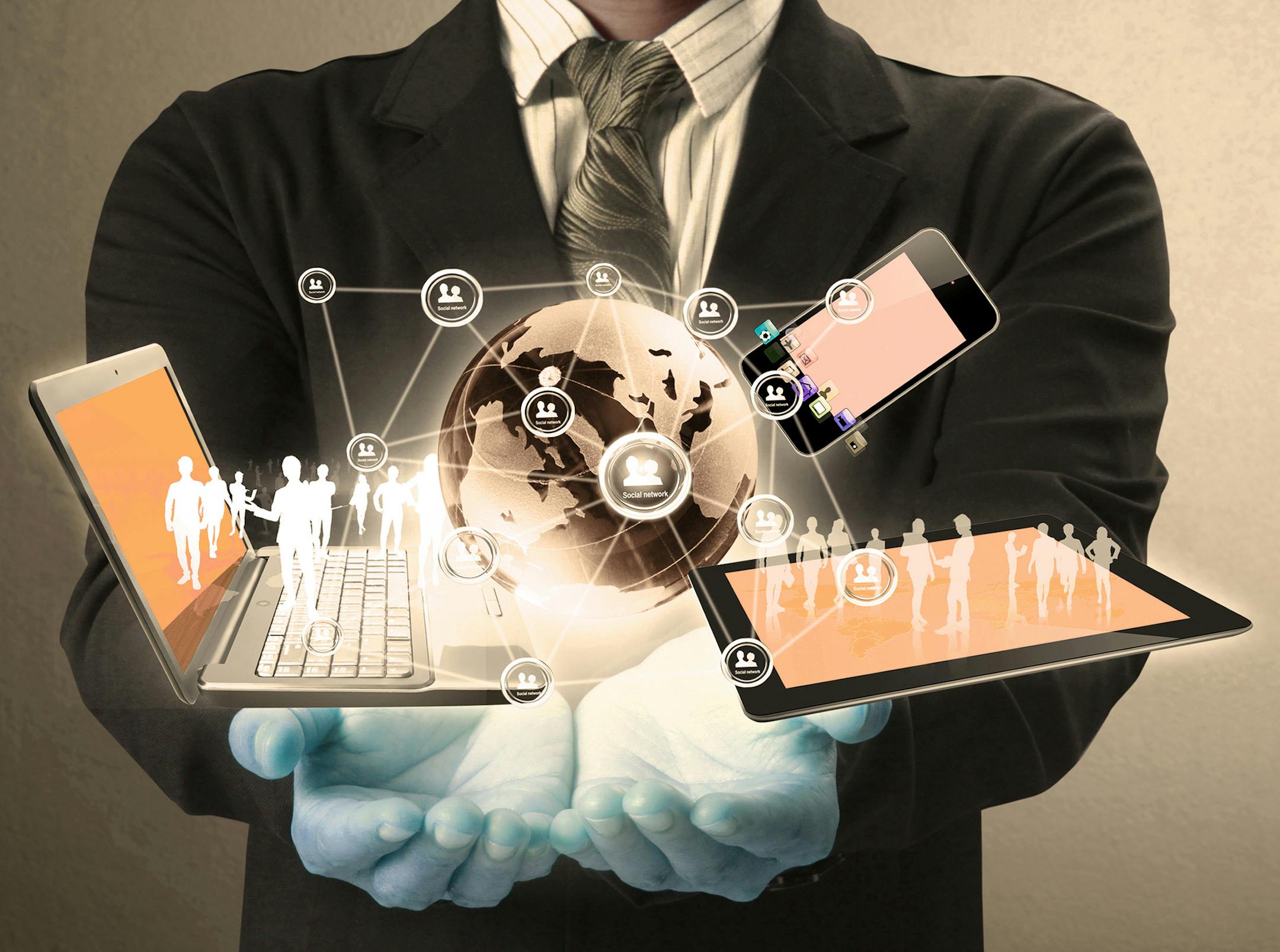 Technology in the hands of businessmen