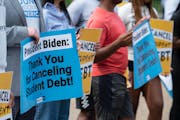 Student debt activists rallied outside the White House last month after President Biden announced a loan forgiveness plan.