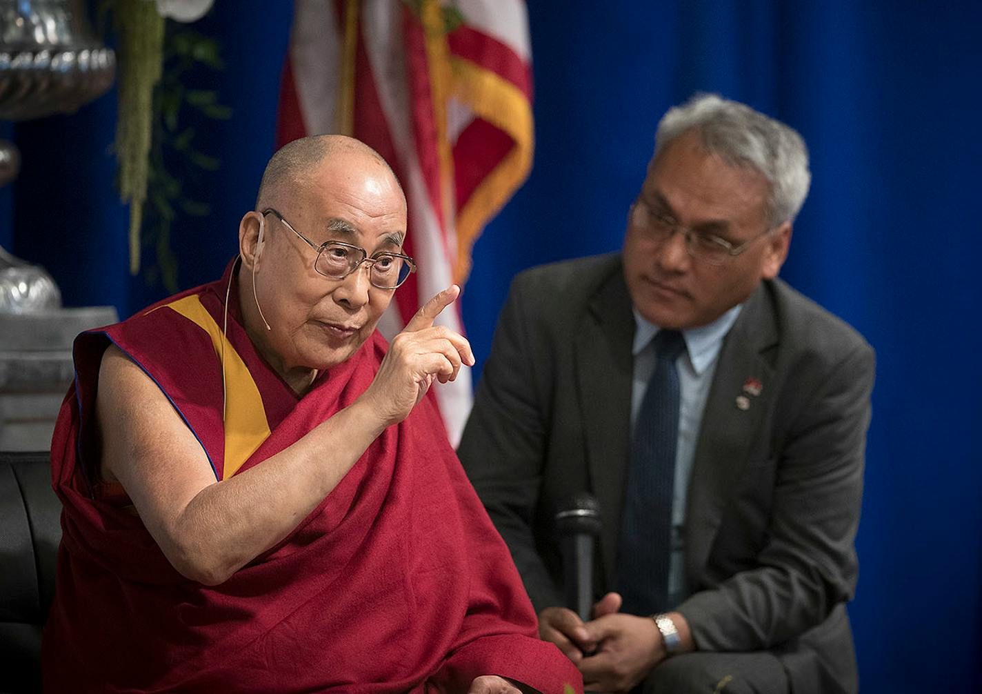 The Dalai Lama participated in a panel discussion at Starkey Hearing Technologies, Friday, June 23, 2017 in Eden Prairie, MN.