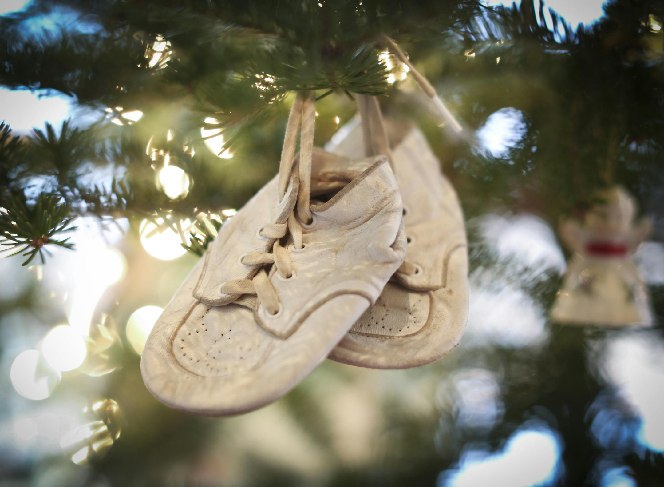 Deborah Jindra's treasured ornament, her baby booties her mother found in her father's toolbox after he passed away, in Minnetrista, Minn., on Monday, December 16, 2014. ] RENÉE JONES SCHNEIDER reneejones@startribune.com