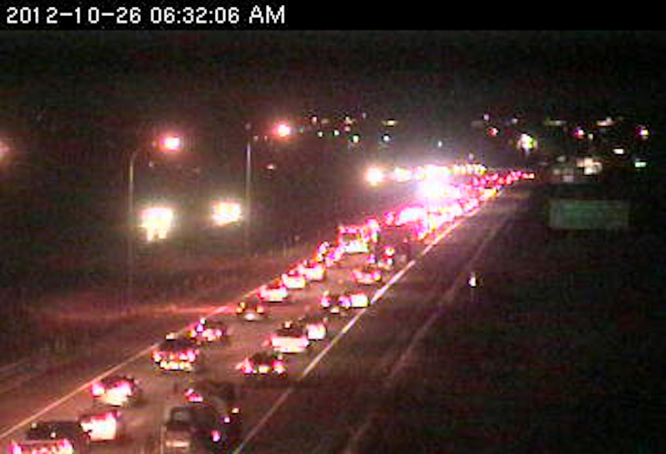 Traffic jam on southbound 494 at 67th Av. in Maple Grove