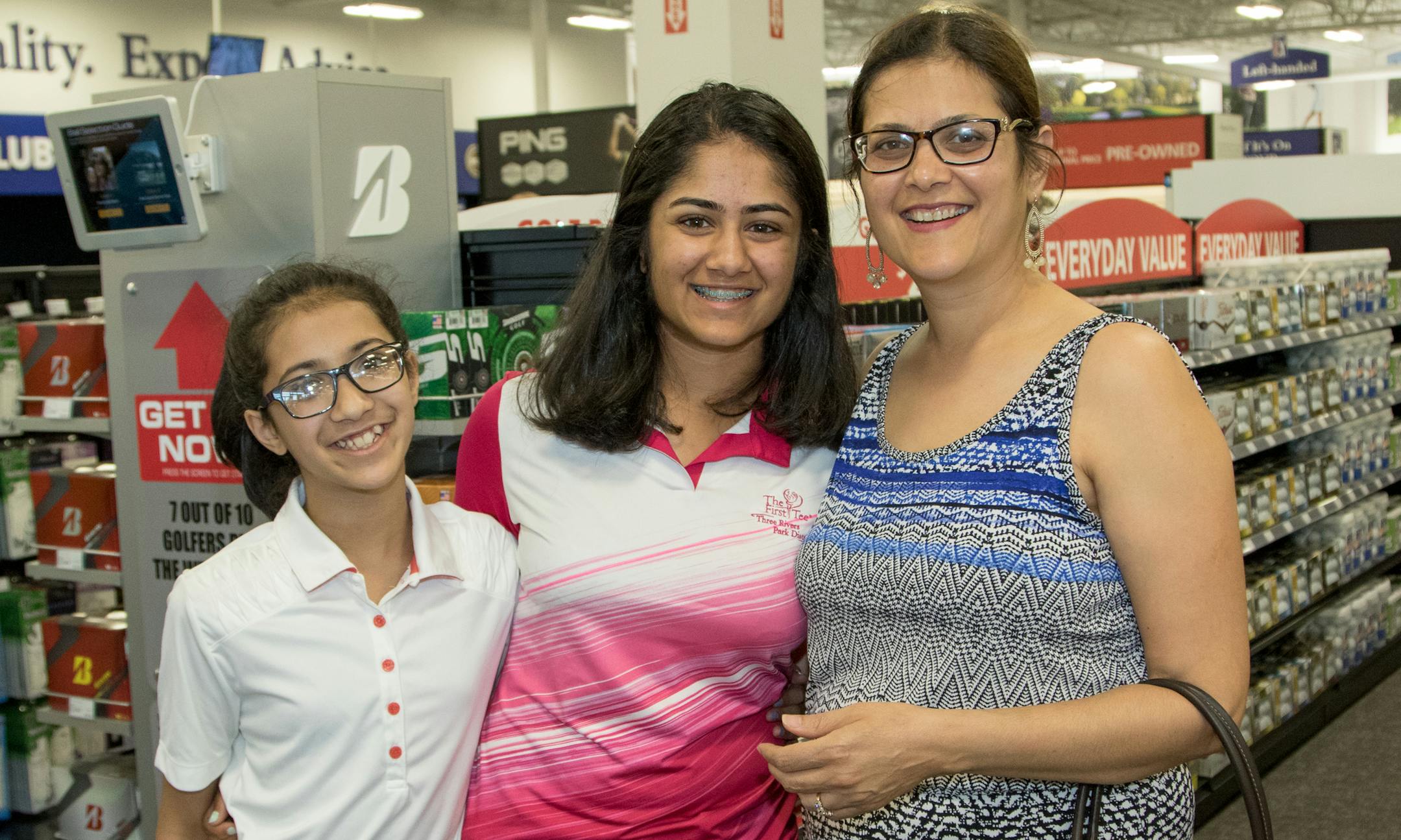 A The First Tee participants Aarohi and Ananya Shah attend the ribbon cutting ceremony of the PGA Tour Superstore with their mother, Avahi Shah on June 9, 2016 at the PGA Tour Superstore in Minnetonka, Minn. ] Special to Star Tribune, Matt Blewett | matt@mattebphoto.com, Matte B Photography, PGA Tour Superstore, FACE062816 Saxo 846516
