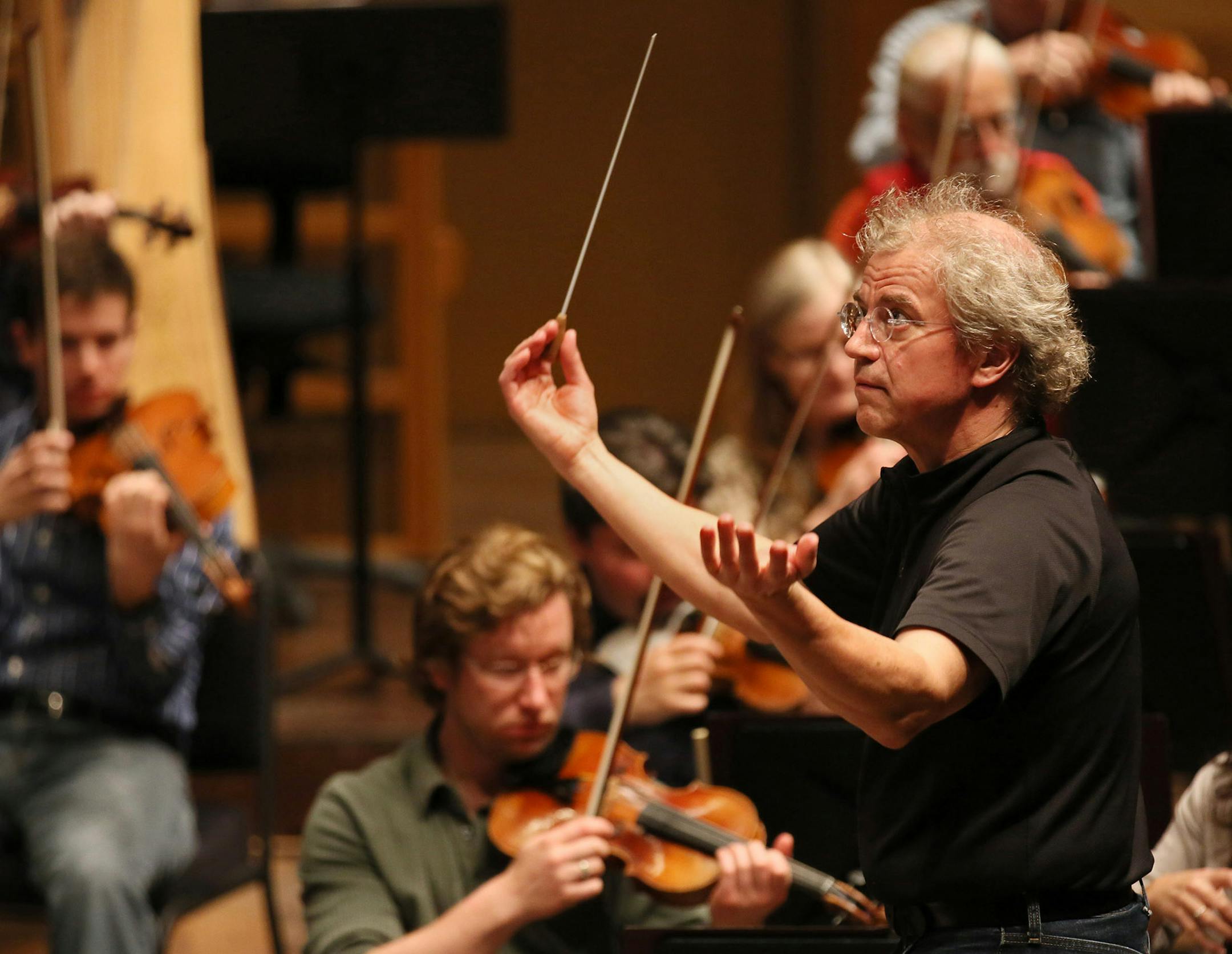 Members of the Minnesota Orchestra, led by Osmo Vänskä, practiced in 2012. “Osmo may have to leave,” Richard Davis, chairman of the orchestra’s negotiating team, told the Star Tribune this week. “The board is resolved to know that that is a risk.”