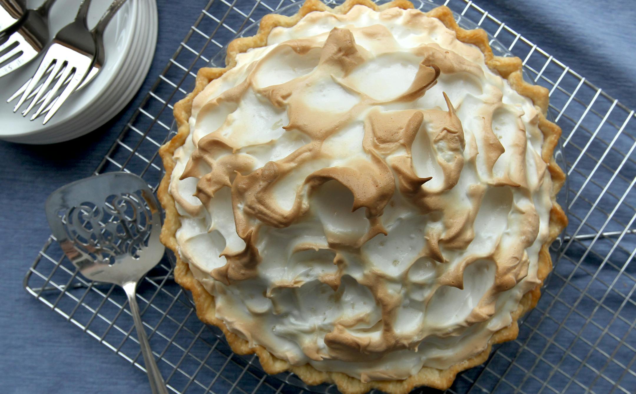 Baking Central Illustration for Taste cover, lemon meringue pie, and the step-by-step of making filling and whipping and a lofty meringue for a lemon pie by Kim Ode ] TOM WALLACE • twallace@startribune.com _ Assignments #20027967A_ March 6, 2013_ SLUG: 168963 BAKING031413_ EXTRA INFORMATION: Baking Central by Lee Dean and Kim Ode.