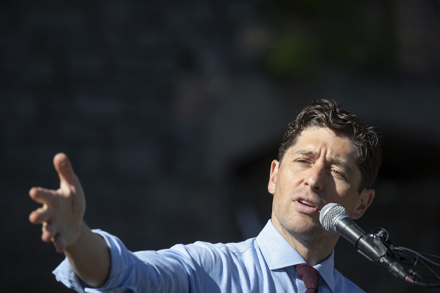 Mayor Jacob Frey welcomed the Park Board commissioners during an official shovel ceremony for Water Works, Wednesday, August 28, 2019 in Minneapolis, MN. Water Works is a multimillion dollar project that will radically change the look of the riverfront. What's interesting is that they've unearthed historic mill remnants that will be a main feature of the project.