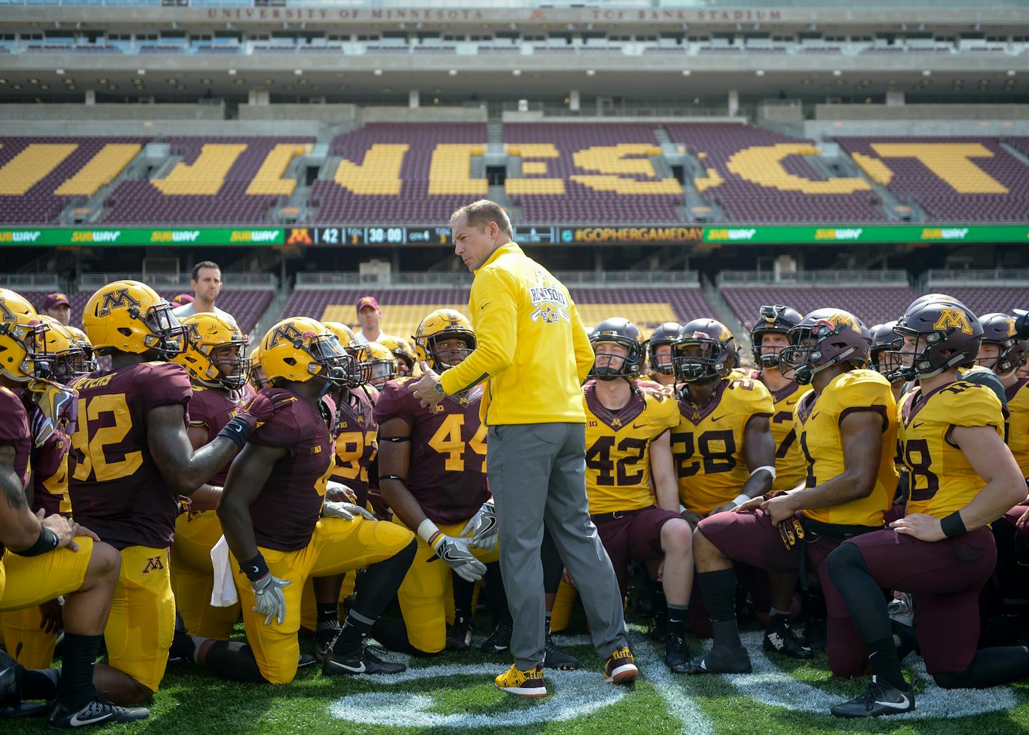 Gophers football coach P.J. Fleck told WCCO (830-AM) on Sunday morning that he wants to move the team's bench to the north sideline at TCF Bank Stadium.