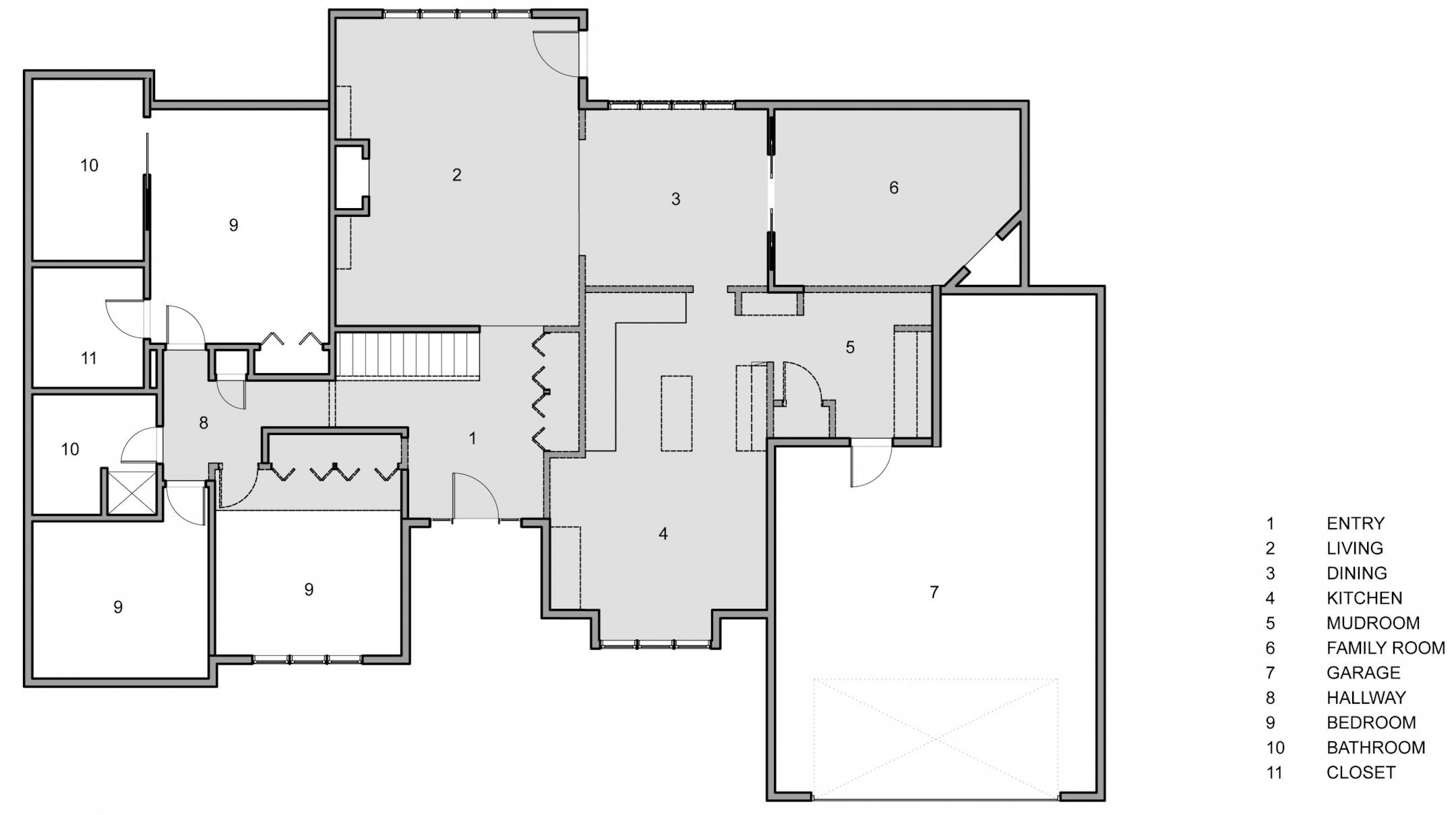 Floor plan - remodeled are is shade by SALA Architects.