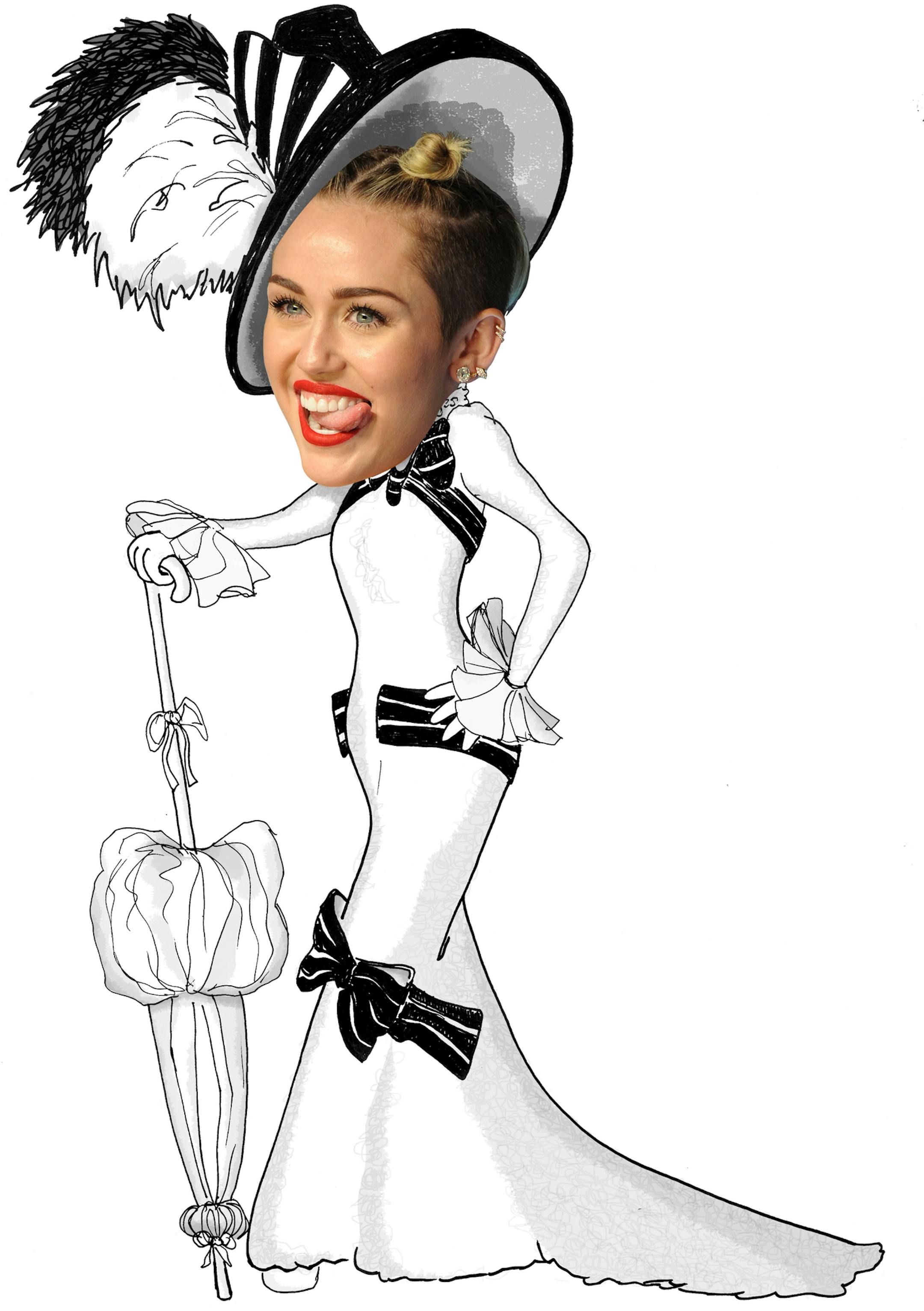 Miley Cyrus as Eliza Doolittle Illustration by Mike Rice / Associated Press photo
